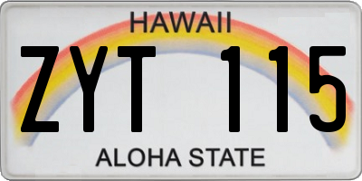 HI license plate ZYT115
