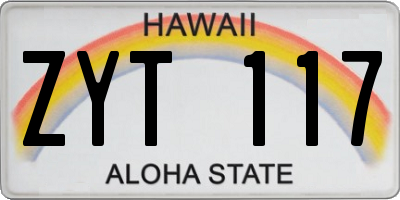 HI license plate ZYT117