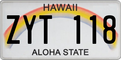HI license plate ZYT118