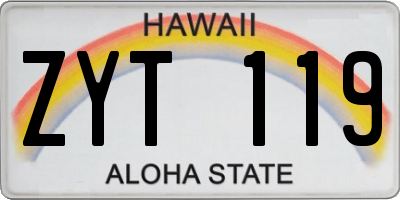 HI license plate ZYT119