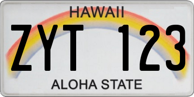 HI license plate ZYT123