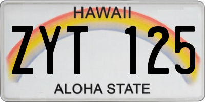 HI license plate ZYT125