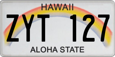 HI license plate ZYT127