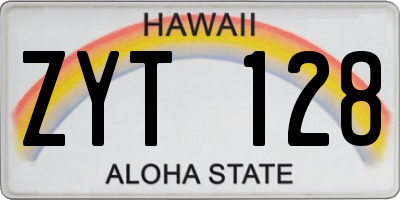 HI license plate ZYT128