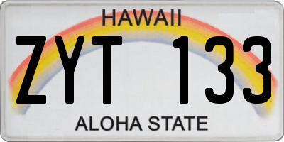 HI license plate ZYT133
