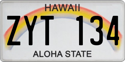 HI license plate ZYT134