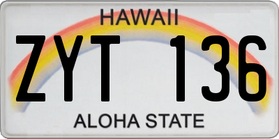 HI license plate ZYT136