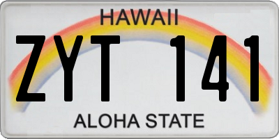 HI license plate ZYT141