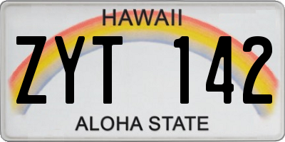 HI license plate ZYT142