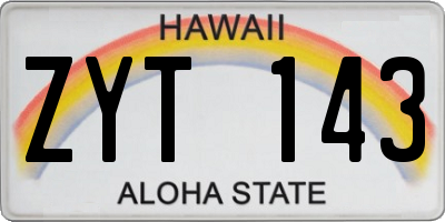 HI license plate ZYT143