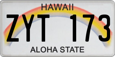 HI license plate ZYT173