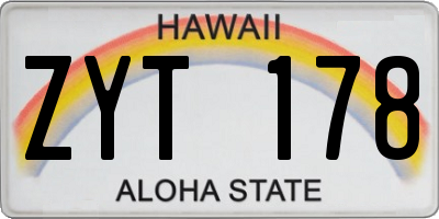 HI license plate ZYT178
