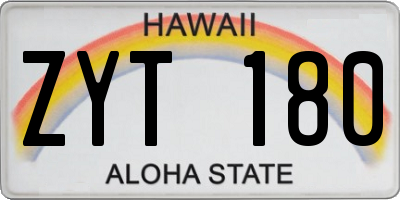HI license plate ZYT180