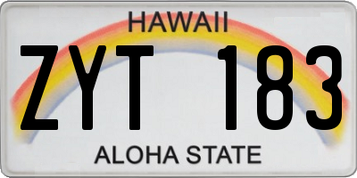 HI license plate ZYT183