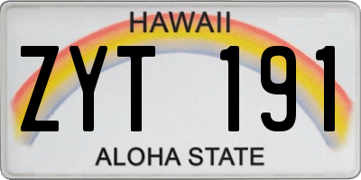 HI license plate ZYT191