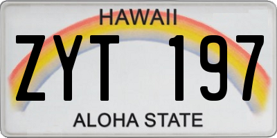 HI license plate ZYT197