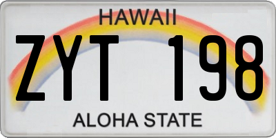 HI license plate ZYT198