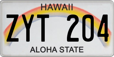 HI license plate ZYT204