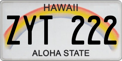 HI license plate ZYT222