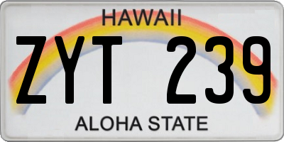HI license plate ZYT239