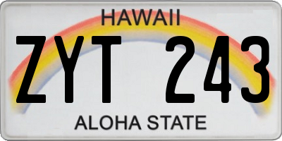 HI license plate ZYT243