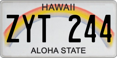 HI license plate ZYT244