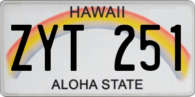 HI license plate ZYT251