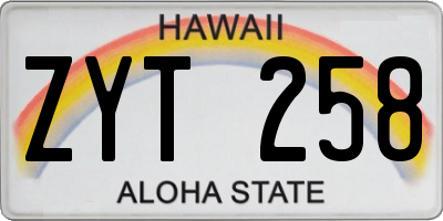 HI license plate ZYT258