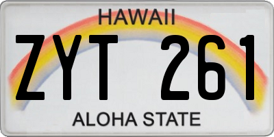 HI license plate ZYT261