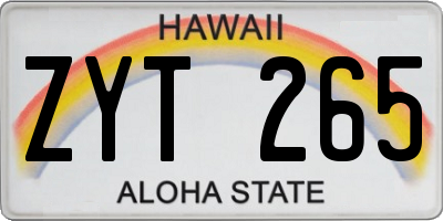 HI license plate ZYT265