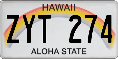 HI license plate ZYT274
