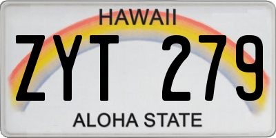 HI license plate ZYT279