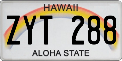 HI license plate ZYT288