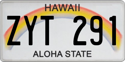 HI license plate ZYT291