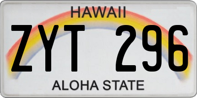 HI license plate ZYT296