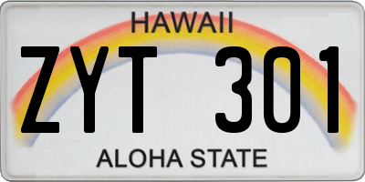 HI license plate ZYT301