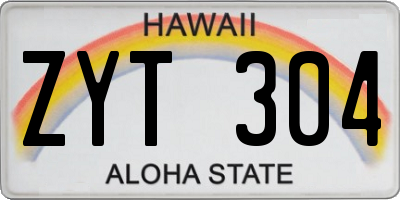 HI license plate ZYT304