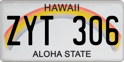 HI license plate ZYT306