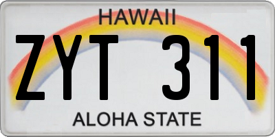 HI license plate ZYT311
