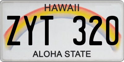 HI license plate ZYT320