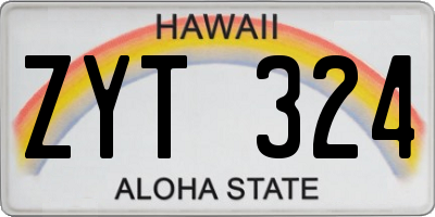 HI license plate ZYT324