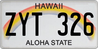 HI license plate ZYT326