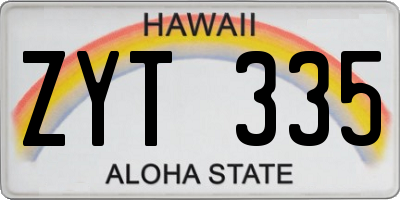 HI license plate ZYT335