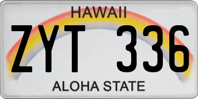 HI license plate ZYT336