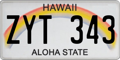 HI license plate ZYT343