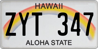 HI license plate ZYT347