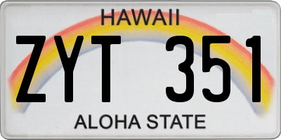 HI license plate ZYT351