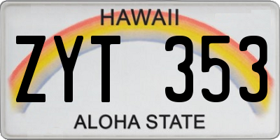 HI license plate ZYT353