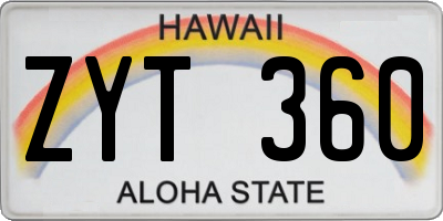HI license plate ZYT360