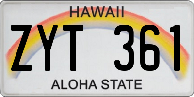 HI license plate ZYT361